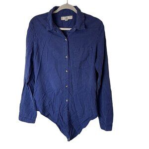 Thread‎ & Supply Midnight Blue Button-Up Shirt Medium Asymmetrical Hem